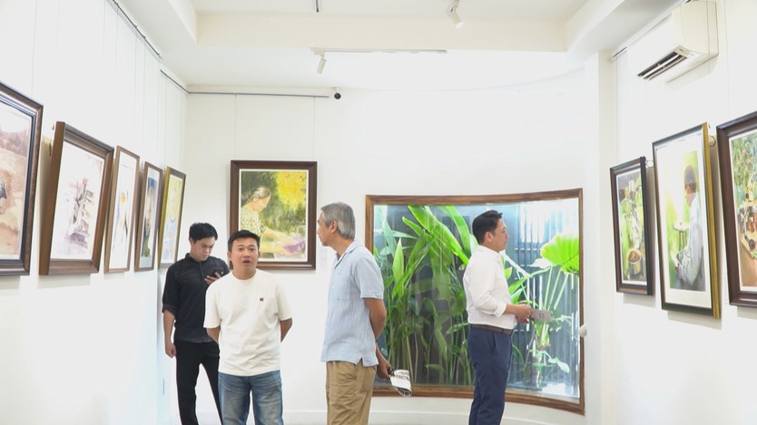 Kể tình quê bằng màu nước qua triển lãm "Non nước thanh bình" - Ảnh 2.