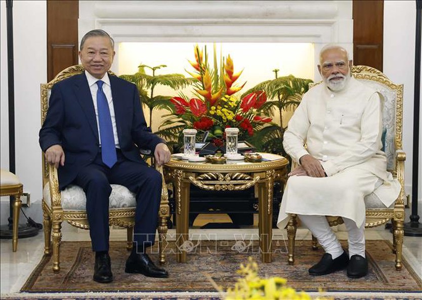 Tổng Bí thư, Chủ tịch nước Tô Lâm và Thủ tướng Ấn Độ Narendra Modi gặp hẹp- Ảnh 4.