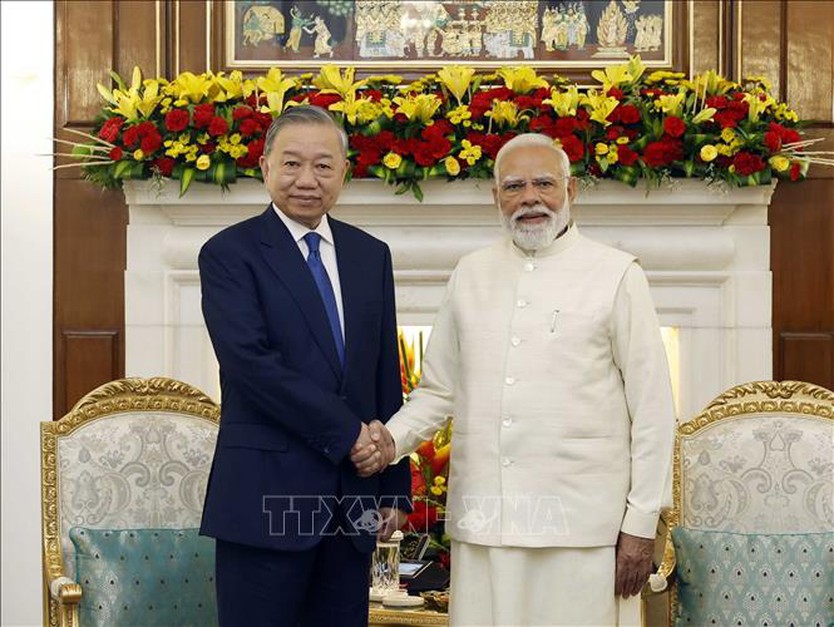Tổng Bí thư, Chủ tịch nước Tô Lâm và Thủ tướng Ấn Độ Narendra Modi gặp hẹp- Ảnh 2.