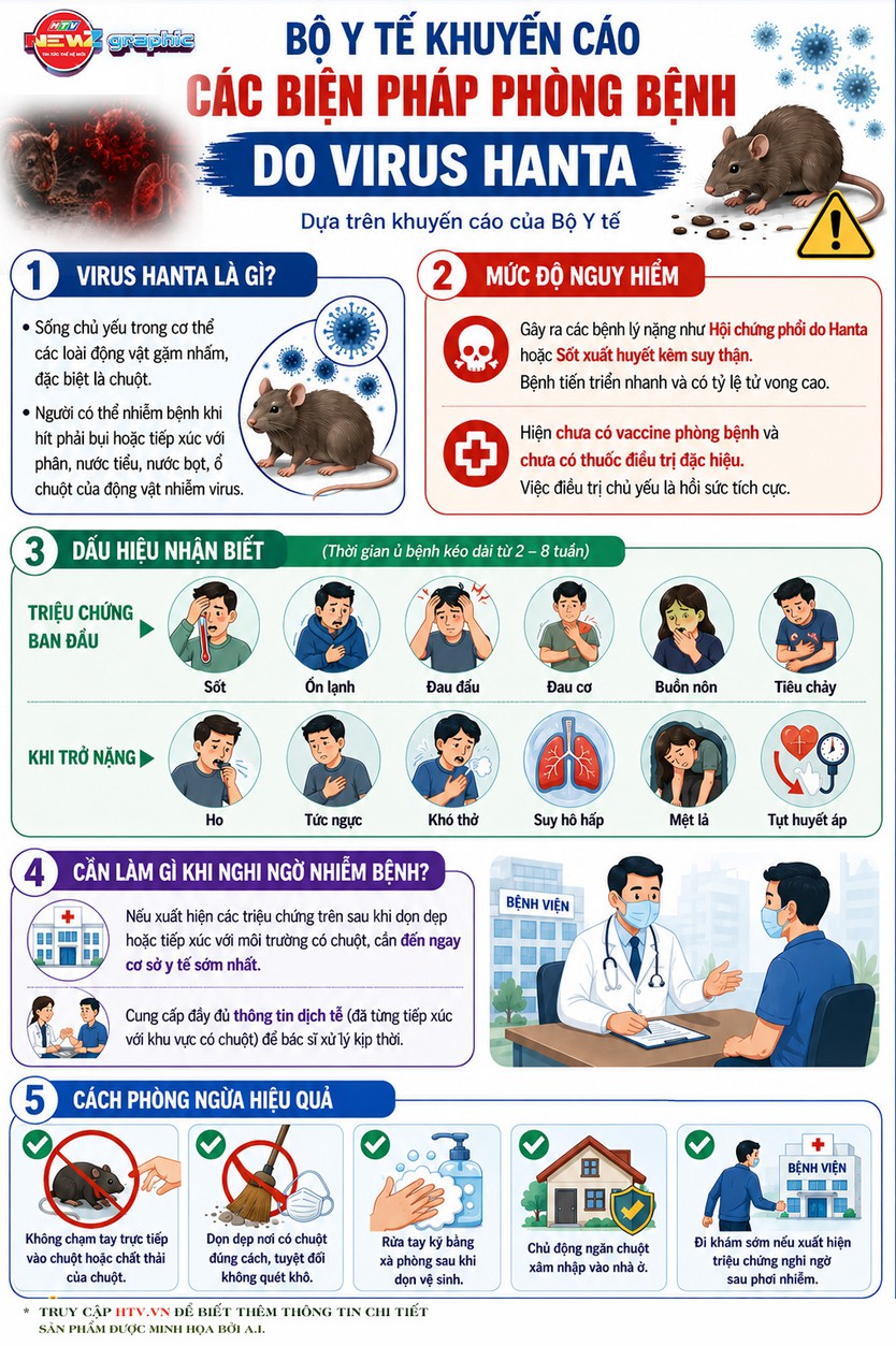 NewZgraphic: Bộ Y tế khuyến cáo các biện pháp phòng bệnh do virus Hanta - Ảnh 1.