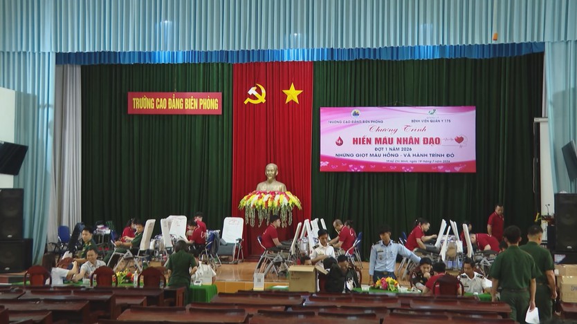 Trường Cao đẳng Biên phòng tiếp nhận 550 đơn vị máu trong đợt hiến máu tình nguyện năm 2026 - Ảnh 1.