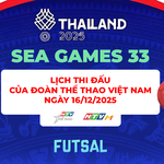 SEA Games 33 - Lịch thi đấu Đoàn Thể thao Việt Nam ngày 16/12