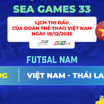 Lịch thi đấu SEA Games 33 ngày 18/12: Chờ đợi màn so tài nghẹt thở giữa Việt Nam và Thái Lan lúc 19 giờ