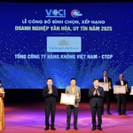 Vietnam Airlines vào Top 20 Doanh nghiệp Văn hóa, Uy tín 2025