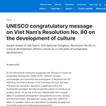 UNESCO đăng thông điệp chúc mừng Nghị quyết phát triển văn hóa Việt Nam