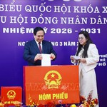 Thủ tướng Phạm Minh Chính bỏ phiếu bầu cử tại phường Tây Hồ, Hà Nội