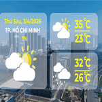 Thời tiết ngày 3/4/3036 | TP. Hồ Chí Minh có mây, đêm không mưa; ngày nắng, có nơi nắng nóng