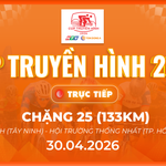 Link xem trực tiếp Cúp Truyền hình 2026 | Chặng 25: Tân Ninh (Tây Ninh) - Hội trường Thống Nhất (TP. Hồ Chí Minh) - 133km (30/4)
