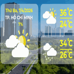 Thời tiết ngày 7/4/2026 | TP. Hồ Chí Minh có mây, đêm không mưa, ngày nắng nóng