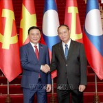 Thường trực Ban Bí thư Trần Cẩm Tú hội đàm với Thường trực Ban Bí thư Trung ương Đảng Nhân dân Cách mạng Lào