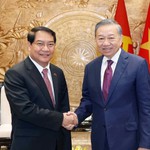 Tổng Bí thư, Chủ tịch nước Tô Lâm tiếp Bí thư Thành ủy, Chủ tịch Hội đồng nhân dân Thủ đô Viêng Chăn (Lào)