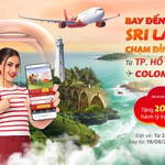 Vietjet mở đường bay thẳng TP. Hồ Chí Minh - Colombo từ ngày 18/8