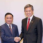 Lễ đón Ủy viên Bộ Chính trị, Thường trực Ban Bí thư Trần Cẩm Tú thăm chính thức Singapore