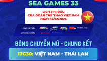 Trực tiếp Chung kết bóng chuyền nữ: Việt Nam - Thái Lan tại SEA Games 33