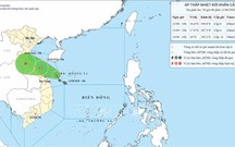 Áp thấp nhiệt đới vẫn giữ hướng di chuyển trên vùng biển Quảng Trị - Đà Nẵng
