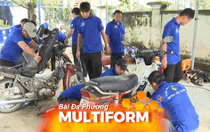 Sinh viên TP. Hồ Chí Minh sửa chữa xe máy cho người dân Khánh Hòa