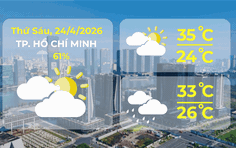 Thời tiết ngày 24/4/2026 | TP. Hồ Chí Minh có mây, ngày nắng nóng, đêm không mưa