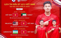 Lịch thi đấu U.23 Việt Nam tại U.23 Châu Á: Ra sân vào giờ… đi ngủ