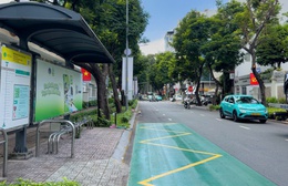 TP. Hồ Chí Minh: Xuất hiện hàng loạt dải sơn màu xanh lạ mắt trên đường phố