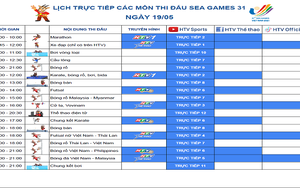Lịch trực tiếp các môn thi đấu ngày 19/5 tại SEA Games 31