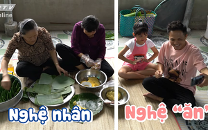 Huỳnh Săn lần đầu làm bánh ít cùng con gái
