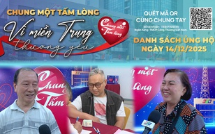 Danh sách khán giả ủng hộ quỹ “Chung một tấm lòng: Vì miền Trung thương yêu" từ 16 giờ ngày 13/12/2025 đến 16 giờ ngày 14/12/2025