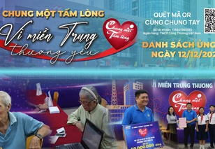 Danh sách khán giả ủng hộ Quỹ “Chung một tấm lòng: Vì miền Trung thương yêu" từ 16 giờ ngày 11/12/2025 đến 16 giờ ngày 12/12/2025