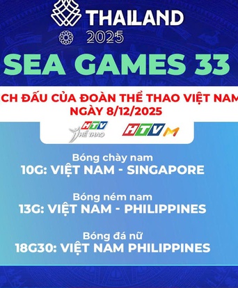 SEA Games 33 - Lịch thi đấu ngày 8/12: Bóng đá Nữ Việt Nam gặp Philippines