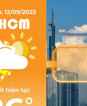 Dự báo thời tiết TP.HCM ngày 12/9/2025: Có mây, có mưa rào và dông vài nơi