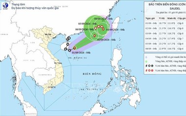 Bão số 5 giữ nguyên cường độ, di chuyển nhanh trên vùng biển phía Tây khu vực Bắc Biển Đông