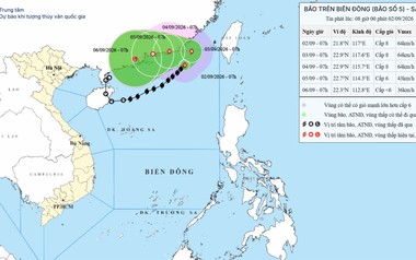 Bão số 5 duy trì cường độ gió mạnh trên biển