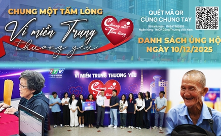 Danh sách khán giả ủng hộ quỹ “Chung một tấm lòng: Vì miền Trung thương yêu" từ ngày 16 giờ ngày 9/12/2025 đến 16 giờ ngày 10/12/2025