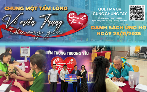 Danh sách khán giả ủng hộ Quỹ "Chung một tấm lòng: Vì miền Trung thương yêu" từ ngày 16 giờ ngày 27/11/2025 đến 16 giờ ngày 28/11/2025
