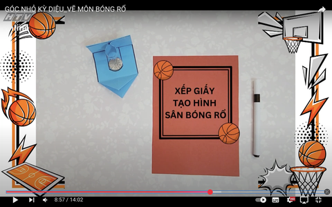 Gấp giấy tạo hình sân bóng rổ