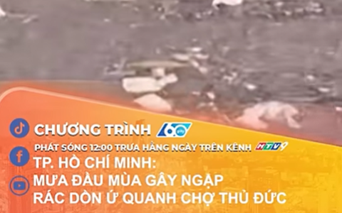 TP. Hồ Chí Minh: Mưa đầu mùa gây ngập, rác dồn ứ quanh chợ Thủ Đức
