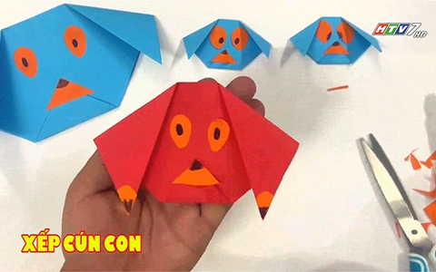 Cách gấp giấy tạo hình chú cún
