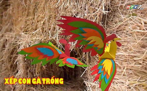 Gấp giấy tạo hình chú gà trống