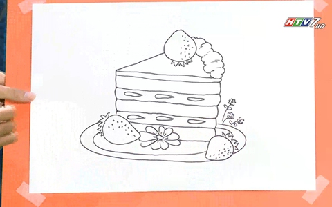 Cách vẽ bánh kem dâu tây
