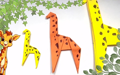 Gấp giấy tạo hình hươu cao cổ