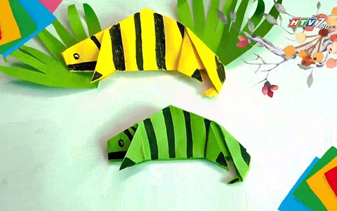 Cách gấp giấy tạo hình tắc kè hoa