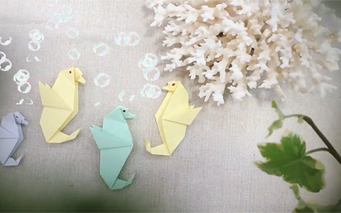 Gấp giấy Origami tạo hình con cá ngựa