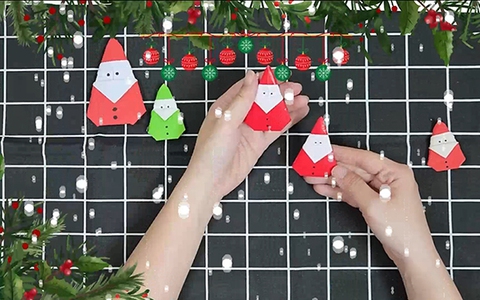 Gấp giấy tạo hình ông già tuyết