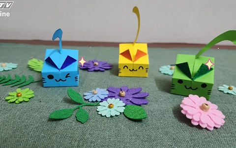 Gấp giấy tạo hình con mèo