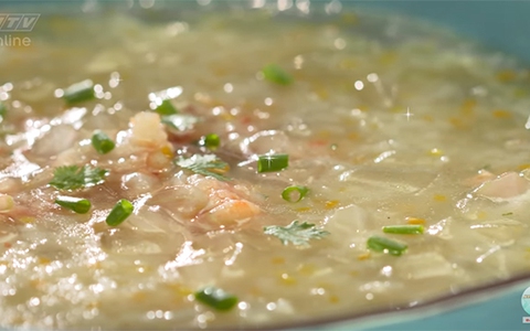 Súp nui nha đam tôm thả