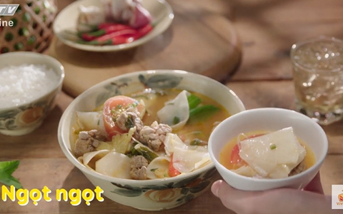 Canh gân bò chua cay