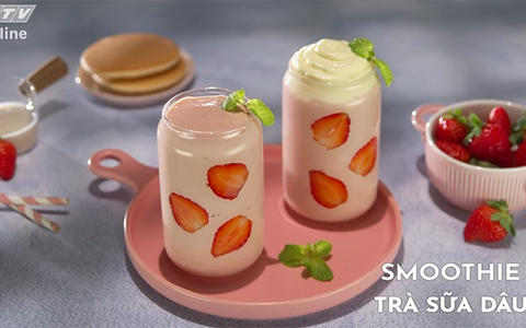 Mát lạnh với smoothie trà sữa dâu