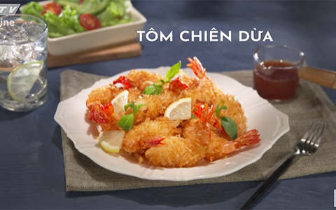 Lạ miệng với tôm chiên dừa