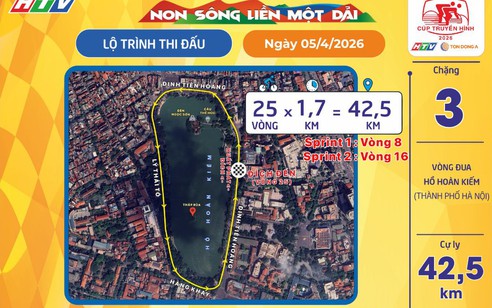 Giới thiệu lộ trình Chặng 3 - Cúp Truyền hình TP. Hồ Chí Minh 2026: Vòng đua quanh hồ Hoàn Kiếm