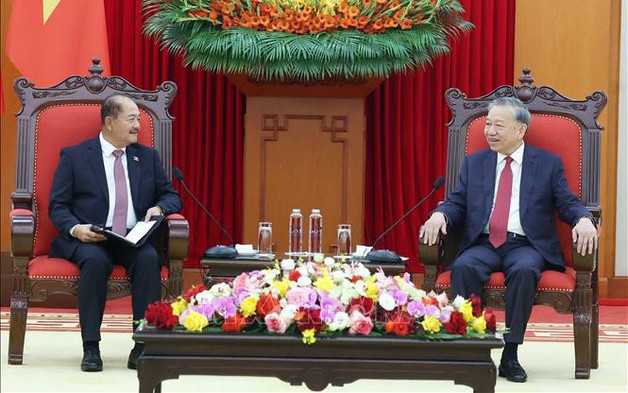 Tổng Bí thư Tô Lâm tiếp Đoàn đại biểu Đảng Nhân dân Cách mạng Lào