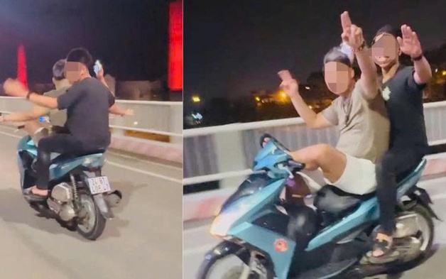 Thanh niên điều khiển xe máy bằng chân, khoe trên TikTok